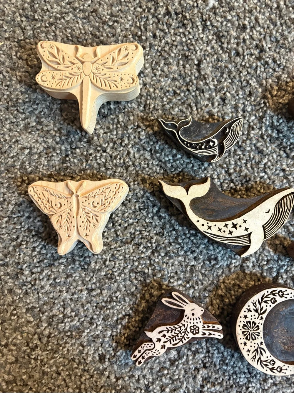 11 PCS Maplewood Block Stamps for Ceramics & Textiles